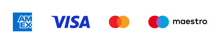 Accepted cards: Amex, Visa, Mastercard, Maestro